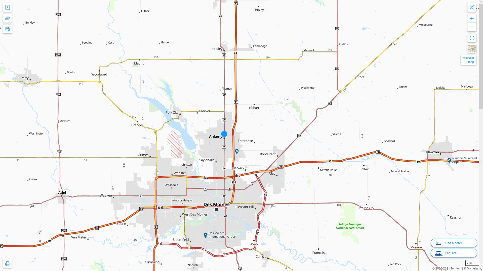Ankeny iowa Highway and Road Map